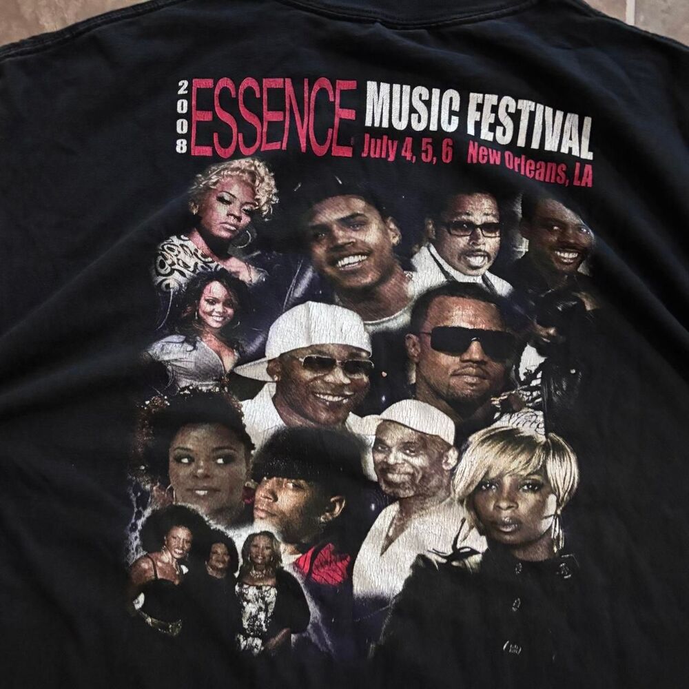 Vintage 2008 Essence Music Festival fades grunge r&b tee, size XL